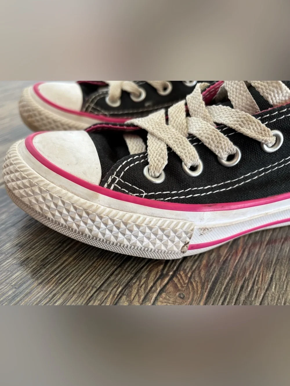 Converse Chuck Taylor Double Tongue Oxford Low Top Sneakers Jrs Sz 11 Black Pink